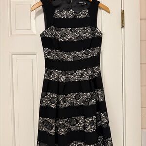 Gianni Bini Black and White Patterned Midi Dress
